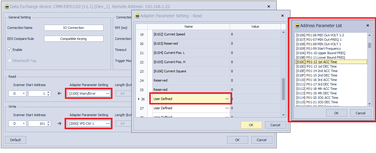 Adapter Parameter Setting