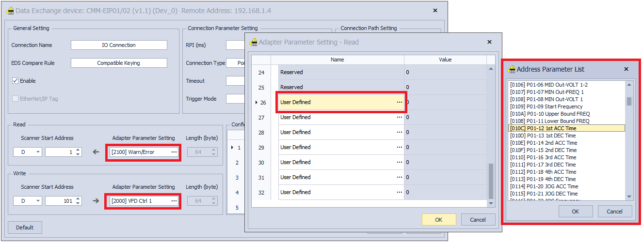 Adapter Parameter Setting